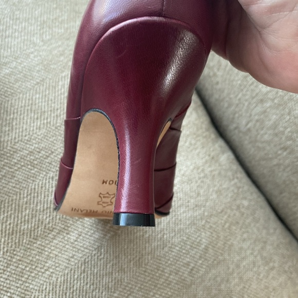Antonio Melani Pointy Square Glove Fit Slip In Heel. Cranberry Red Leather.SZ 10 - Picture 15 of 16